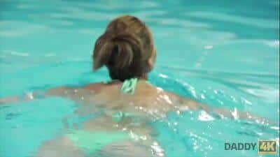 DADDY4K. Passionate sex near the pool with the boyfriend’s dad
