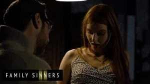 FAMILY SINNERS – Furious Stepdad Finds His Step Daughter Sneaking In Past Curfew And Teaches Her A Lesson With His Cock