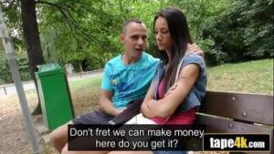 Hot Brunette Girlfriend Becomes Slut for Some Cash with Asshole Boyfriend Watches