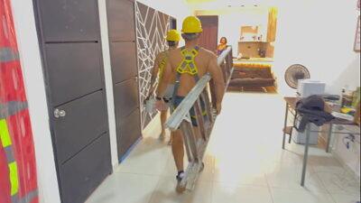 Obreros seducen mujer cachonda en ausencia de su marido