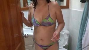 On the beach, stepmom masturbates twice, intense orgasms begging for cock.