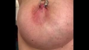 Very Hard Play Nipples by Chain Bondage my Pierced Nipples
