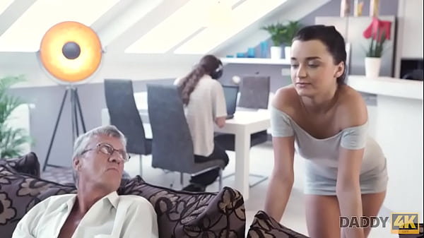 daddy4k boy works on computer while his gf seduces guys old daddy