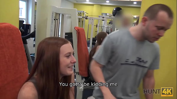 hunt4k cute girl instead of training has sex in gym with rich hunter