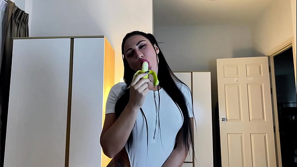 she teased me with a banana and whipped cream then took my cock like a slut