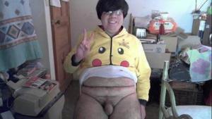 Horny otaku emo shows his tiny penis