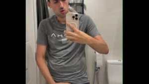 bisex fella showing off big cock and busting a huge load