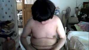 Naked chubby otaku masturbates until cum