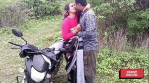Desi Horny Kavita fuck in jungle in doggy style with boyfriend Tatya , cheating on husband with Happy mood
