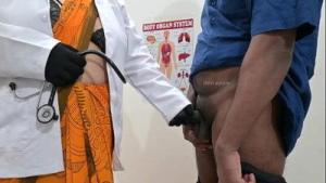 Sexy young doctor checking patients dick