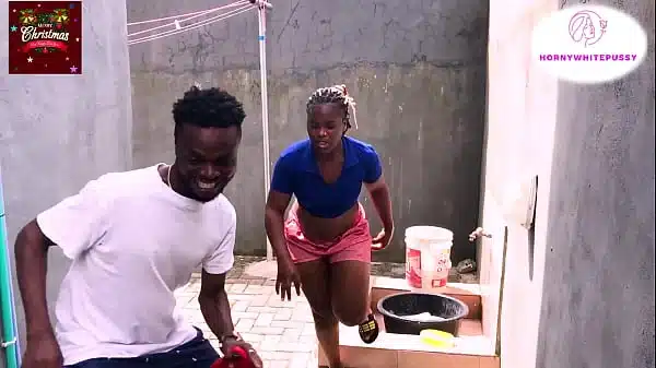 running inside to get a good sex on christmas day