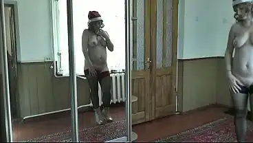 Sex Porn hot Fantasy New Year 2026. Mature blonde MILF sexy Frina fingers masturbates wet pussy while standing with her step sister who lives in mirror. Stockings High Heels Fetish Ass Natural tits