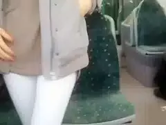 Camel toe and nipples showdown on the bus