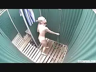 Czech Pool Blonde MILF in Shower