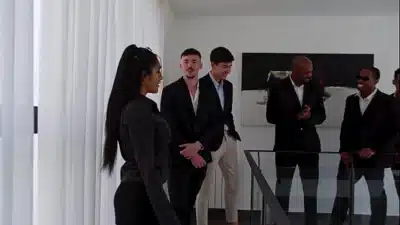 REAL ESTATE WHORE FINALLY GETS HER COLLEGE FANTASY GANGBANG!