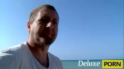 Sex hungry blonde big tits milf Debora X fucks on a beach