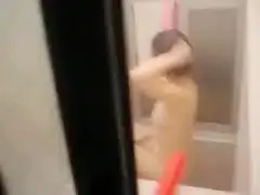 Spying on a bathing Asian amateur cutie