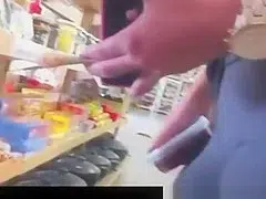 Amazing Camaltoe and Ass in supermarket