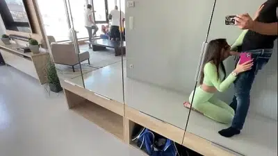 Crazy Public Threesome and Backstage Blowjob