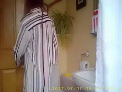 My Step sister’s friend pees and fixes her hair in our bathroom