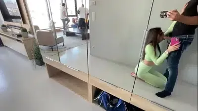 Crazy Public Threesome and Backstage Blowjob