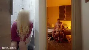 Peeking Stepbro And His Girlfriend Giving Head From The Toilet