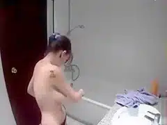 Punk chick takes a quicky and relaxing shower