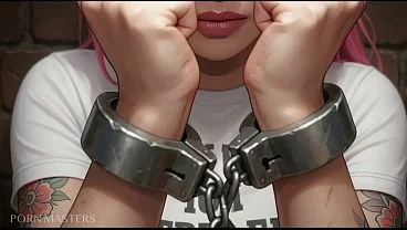 Chained tied up slut with pink hair roughly fucked in the ass – Porn Masters AI