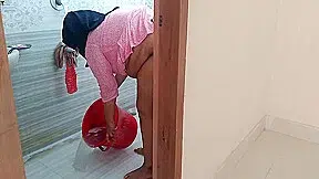 Hindi Sexy Maid Was Washing Clothes In Bathroom Naked Then Boss Came & Fucked Her (and Give Something Back) Cum Wild