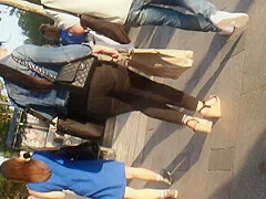 Hot Brunette, Big Booty In Wedges Heels