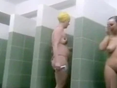 Ordinary Step moms sharing public shower