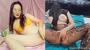 Real Hijabi Muslim Stepmom Trying To Stay Quiet And Masturbate Behind Husbands Back To Orgasm Squirt