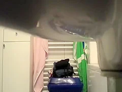 Seductive filly with a big butt jumps out of the shower to dry herself