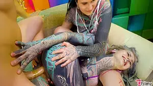 2 Heavy Tattoo Girls Get Ass Fucked By A Big Dick – Lily Lu