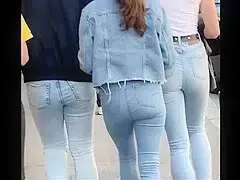 Cute girl with Tight Jean on street
