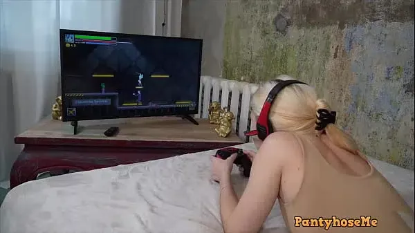 Kristina El After Playing Video Games Puts On Pantyhose For Boyfriend and Fucks Him