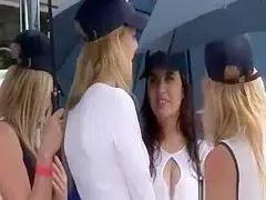 Racing track hot chicks cameltoes