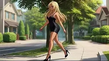 Street Tease to Sauna Slut: Blonde Mini Skirt Blowjob & Facial AI Generated