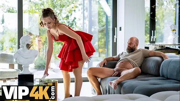 VIP4K. Hot Una Fairy with natural tits sucked her BF’s cock and then fucked his old man