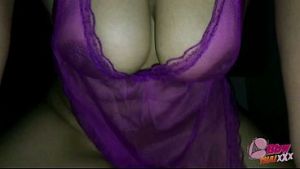 Big tits mature mom in purple see through slut hard fucked