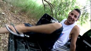 Next, this lovely blonde takes a ride on his giant pole, before you get to look into her…