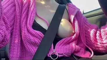 Artemisia Love sexy car ride with her juicy tits out