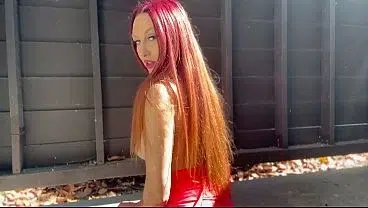 big tits Artemisia Love is horny outdoor showing her tits and long hair