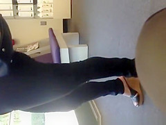 Blonde big ass in tight jeans pants