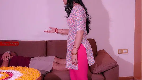 Desi stepmom had creampie sex on Karvachauth when stepson dick boner while watching stepmom change clothes in Hindi audio.