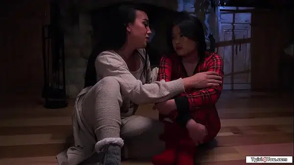 Im cozying up to my hard cock small tit shemale gf Kasey Kei