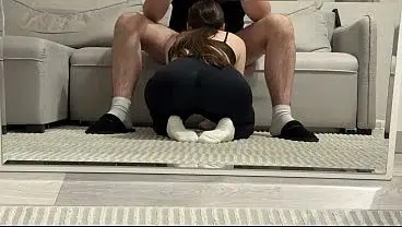 My annoying college roommate is giving me a blowjob