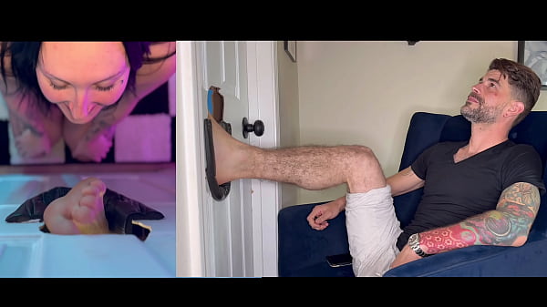 Raven Vice Licks, Throats and gags on my Feet in Gloryhole