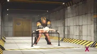 Sci-fi BDSM in the bunker with a sexy young cuffed blonde with many boobs
