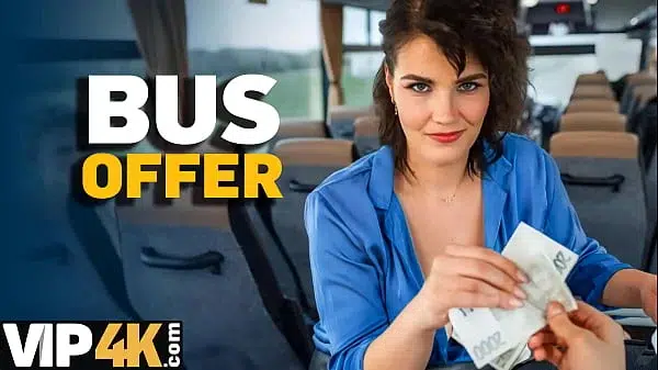 VIP4K. Pretty big titted lady is fucking in the bus